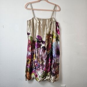 Capasca 100% Silk Bubble Hem Watercolor Print Dress Size 8 Rare Italy